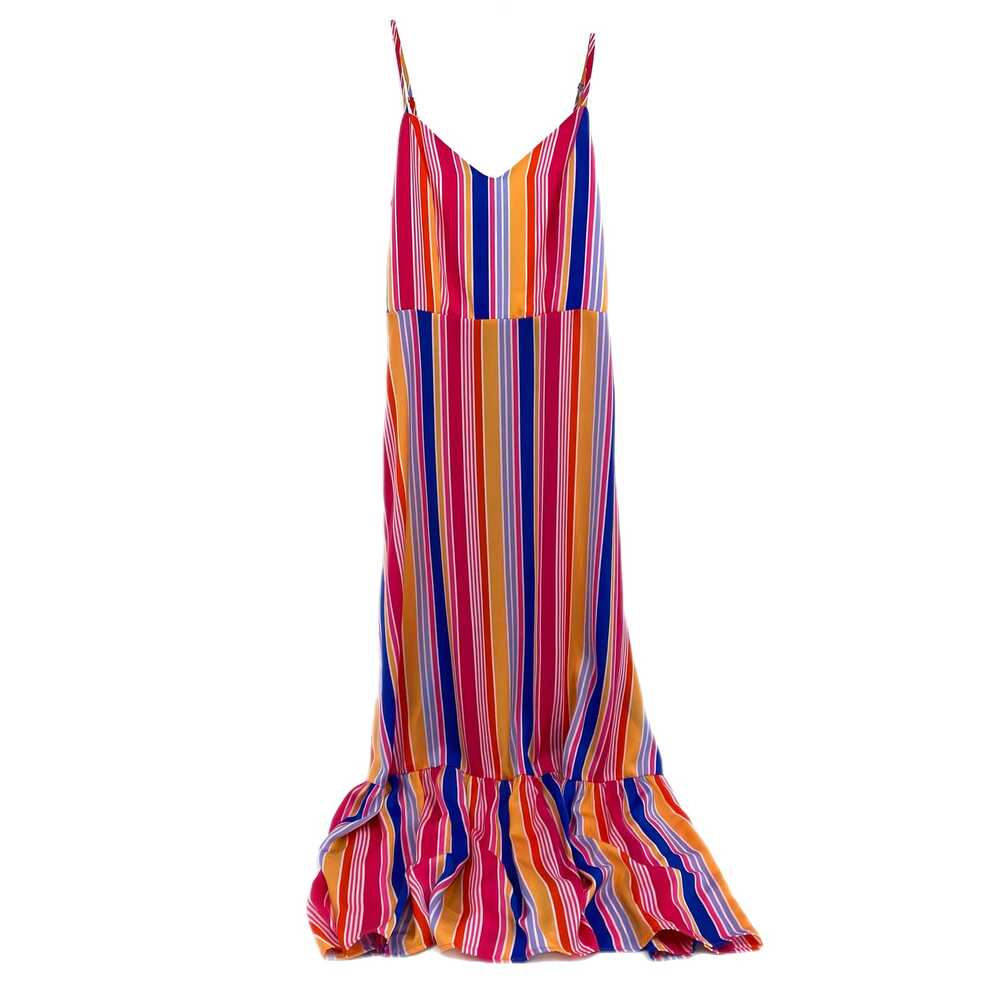 Skies Are Blue Pink Blue Striped Maxi Dress | Size S
